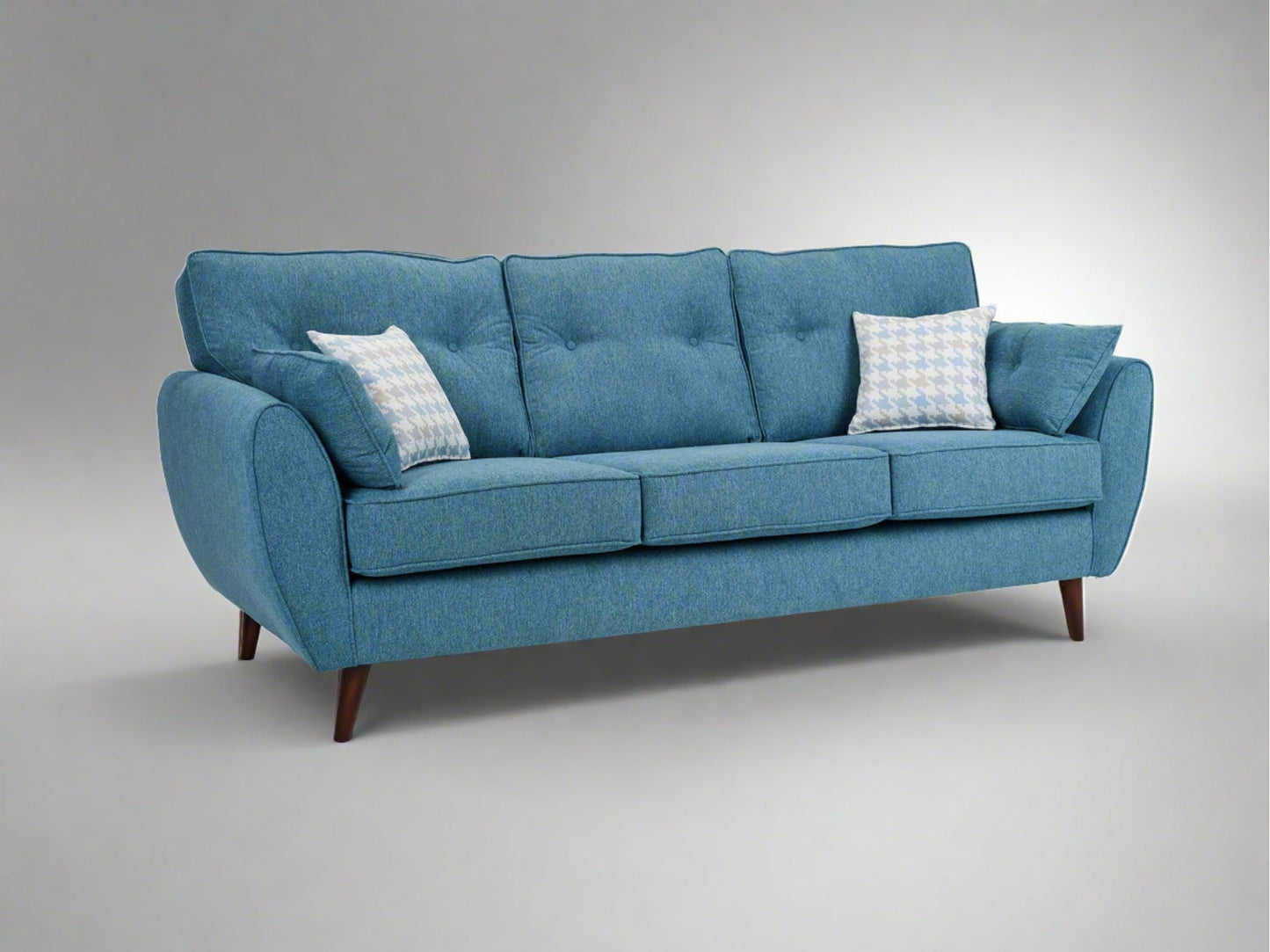 XL 3 seater Olive sofa on stilted legs. In airforce blue, similar style to Zinc