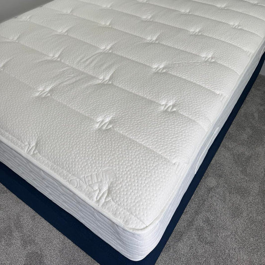 Luxury revenna ortho mattress top view of the Tencel comfort layer. 11 inches deep with damask reinforced edging.