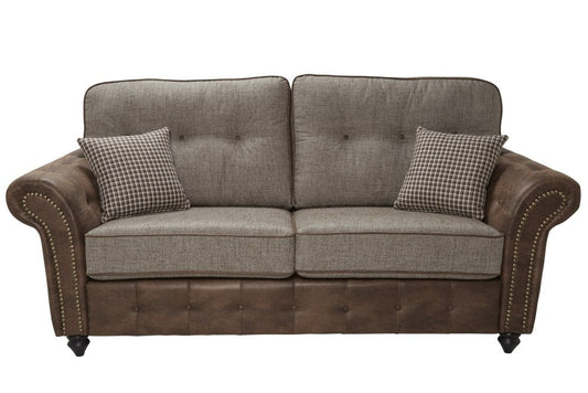 Barcelona 2 seater sofa in brown & grey. Ultra supportive with free scatter cushions