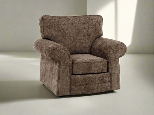 UK made Devon Armchair with traditional curves and deep, supportive seating. Timeless Style.