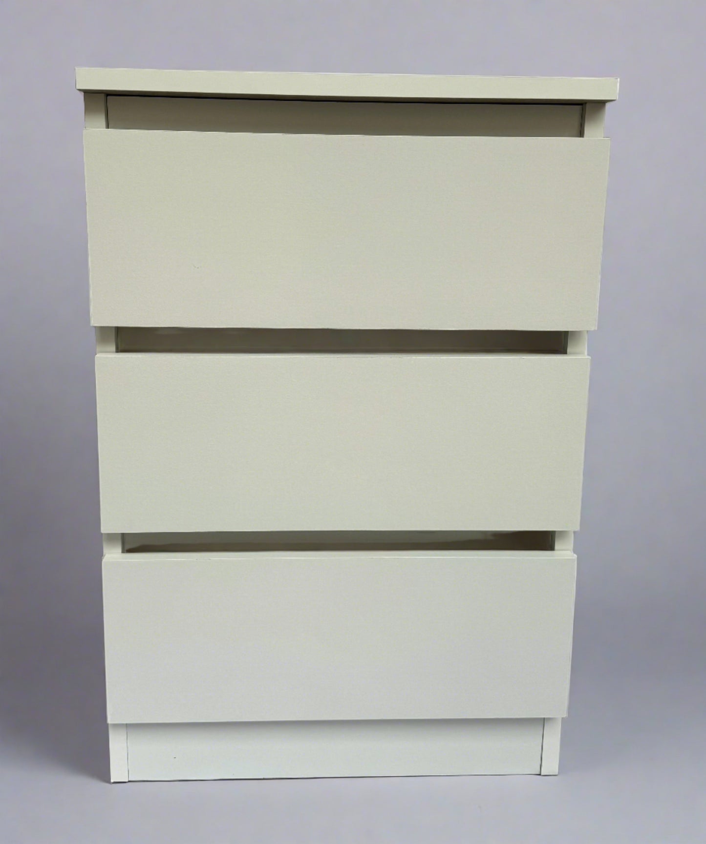 Malve 3 drawer bedside table. Assembled in Lancaster, Lancashire by Quality Plus Furniture. Ideal bedside storage solution for any bedroom space.