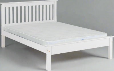 Shaker Style Bed Frame. Solid Wood in White.