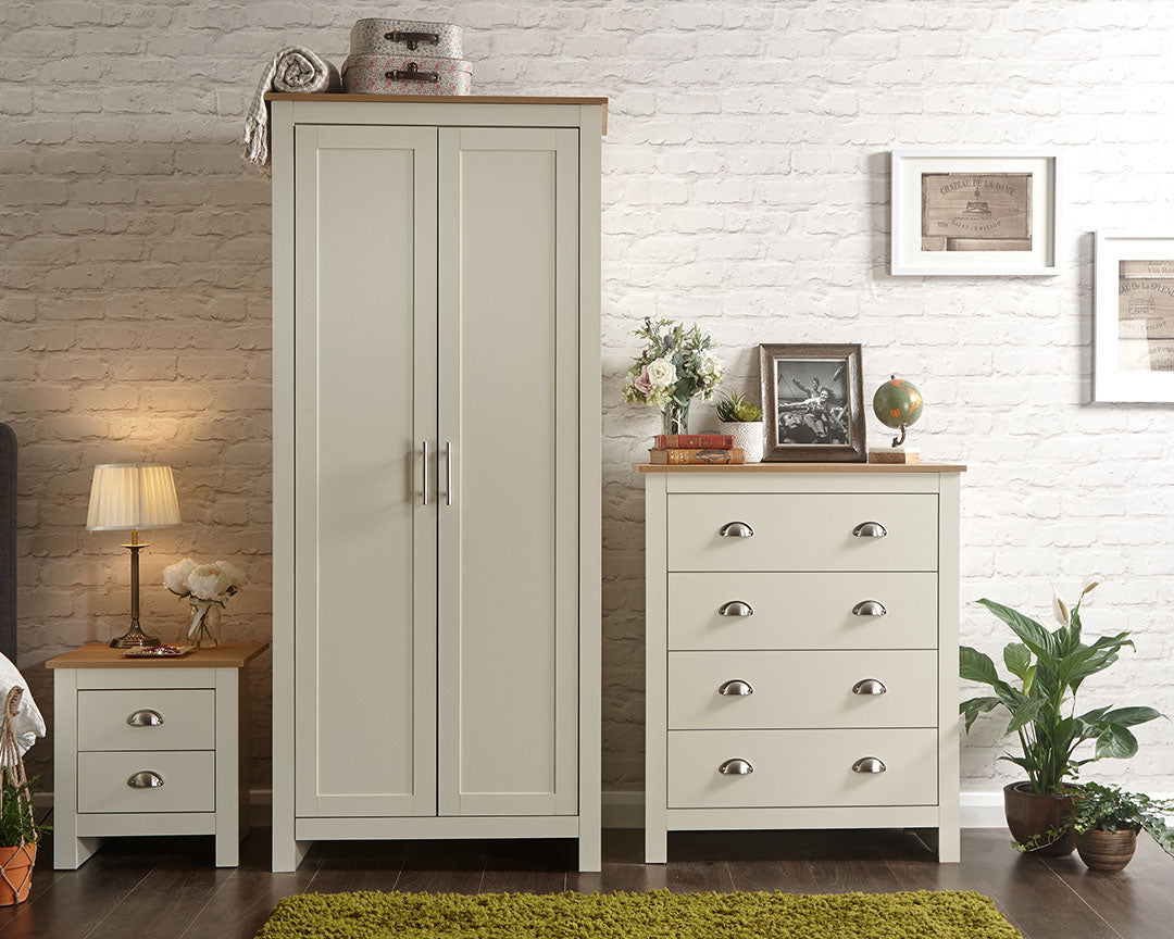 Lancaster flatpack bedroom furniture bundle in cream colour-way