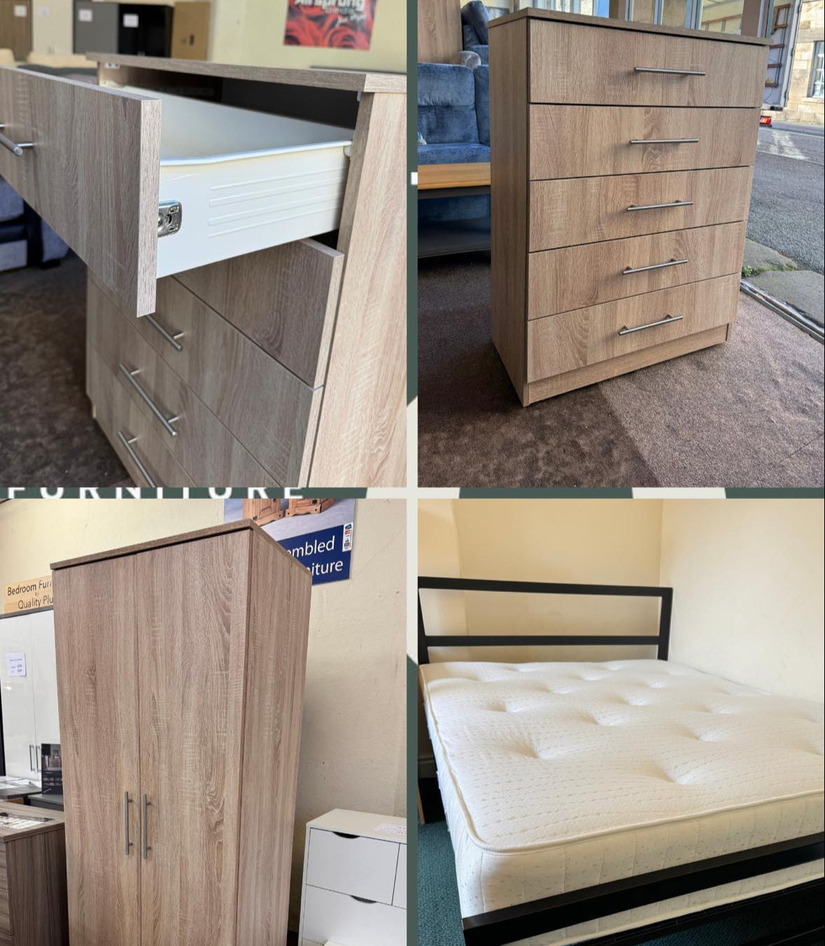 pictured are the max strength contract grade bedroom furniture pieces built for landlords to furnish their homes and not be worried about heavy use. The perfect package for landlords and care homes