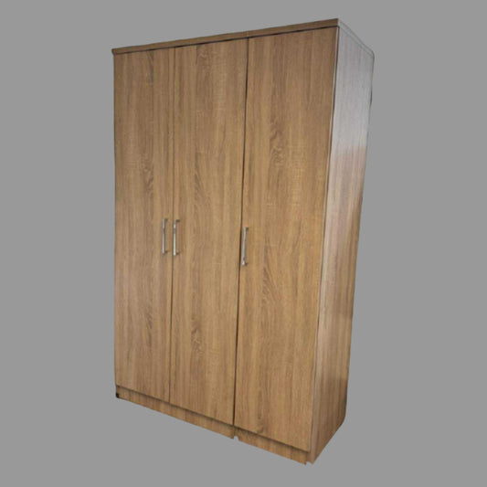 oak wardrobe with 3 doors and chrome handles