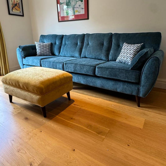 olive 4 seater sofa in a luxury velveteen fabric
