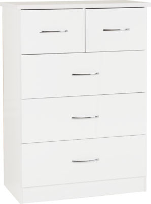 White Gloss 3+2 Drawer Chest